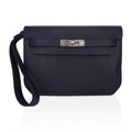 Kelly Depeches 25 Pouch Blue Ocean Galop D’Vache Leather with Palladium Hardware