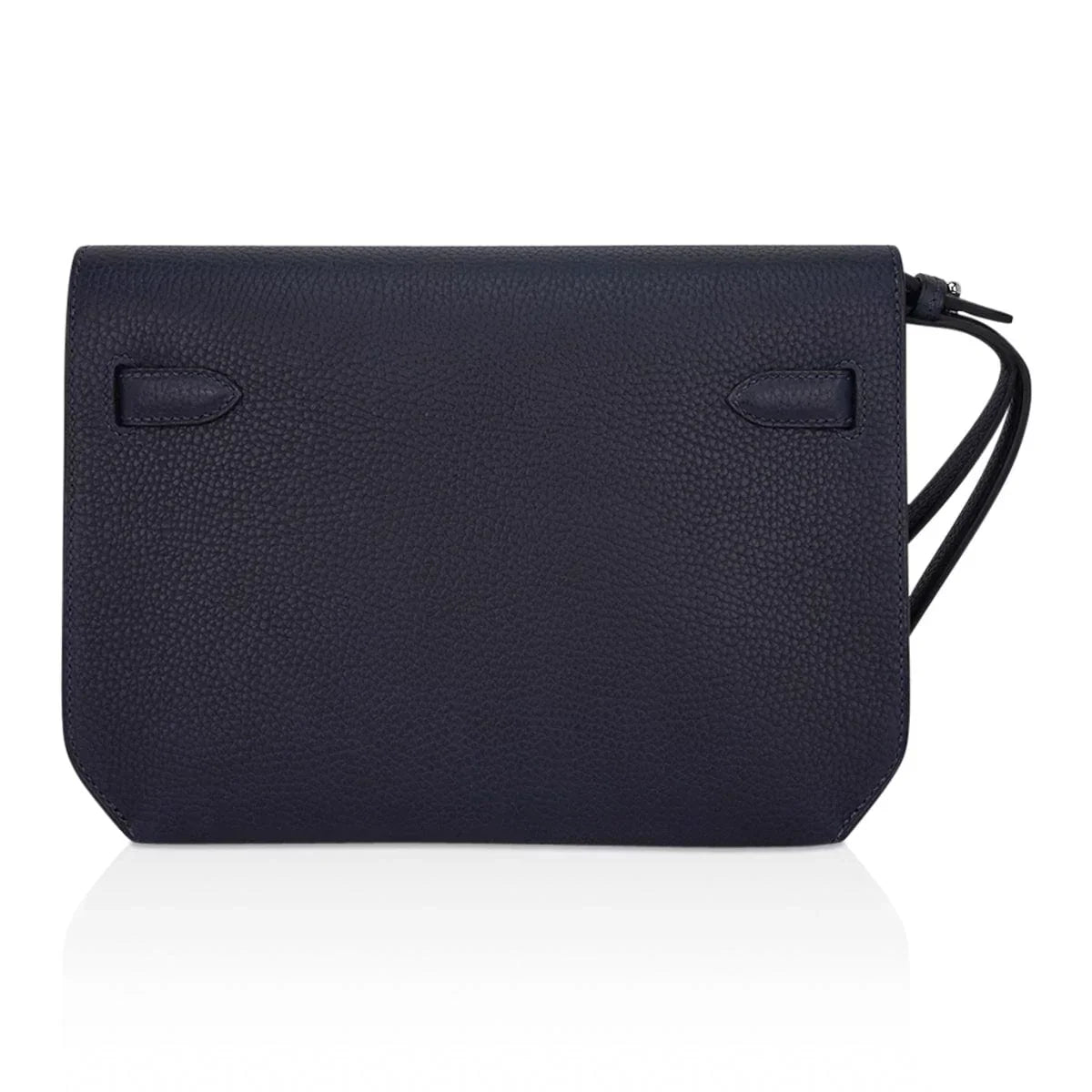 Kelly Depeches 25 Pouch Blue Ocean Galop D’Vache Leather with Palladium Hardware
