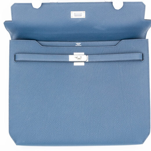 Kelly Depeches 36 Document Holder In Bleu De Prusse Togo Calfskin