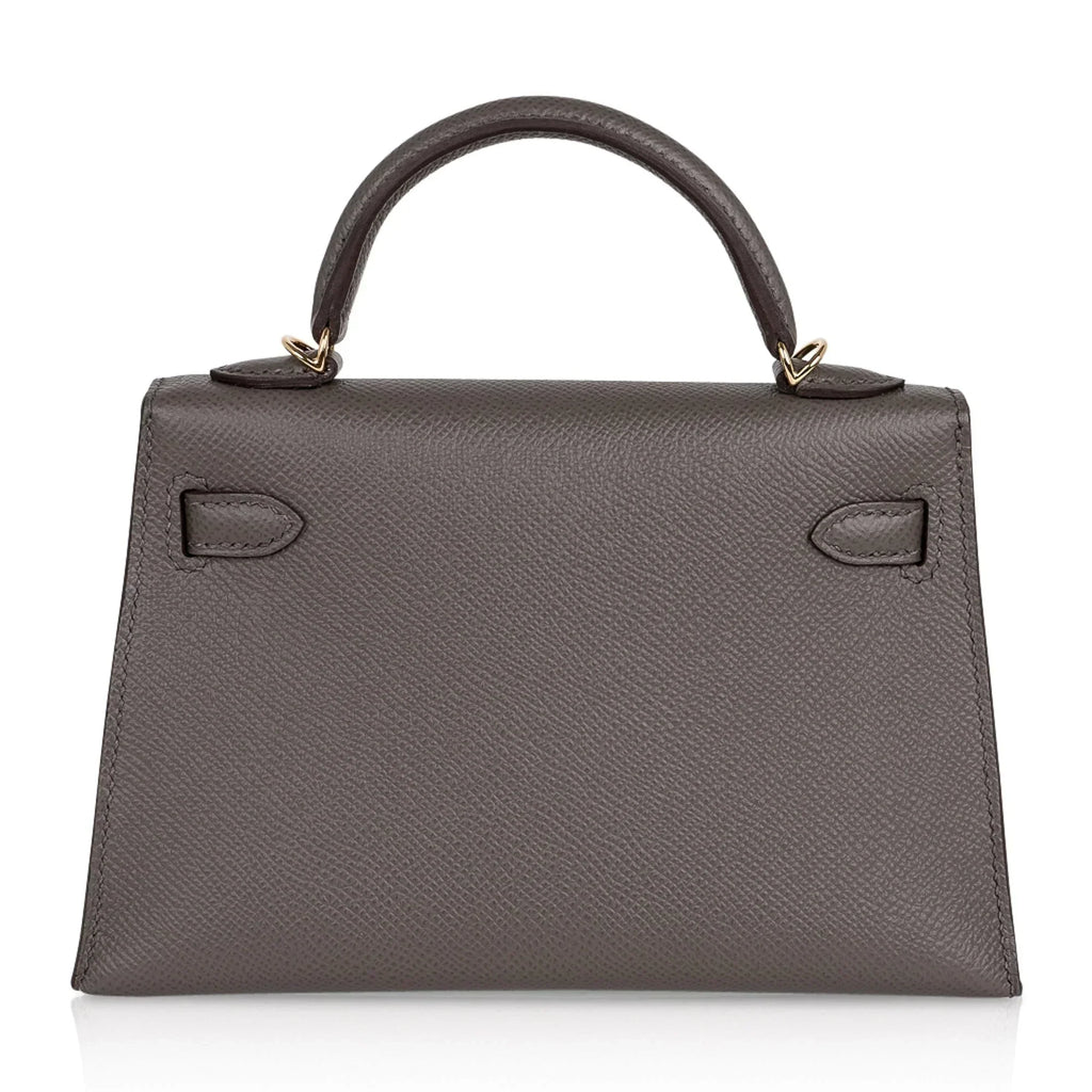 Kelly 20 Mini Sellier Bag Etain Epsom Leather Gold Hardware New w/Box