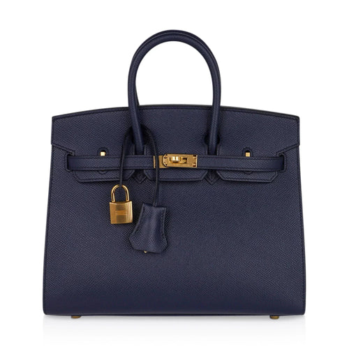 Birkin 25 Sellier Bag Bleu Indigo Gold Hardware Epsom Leather New w/Box