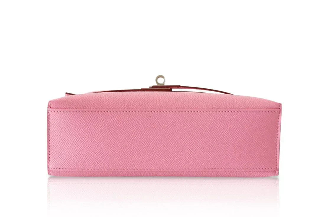 Kelly Pochette Clutch Bag Rose Confetti Pink Epsom Palladium