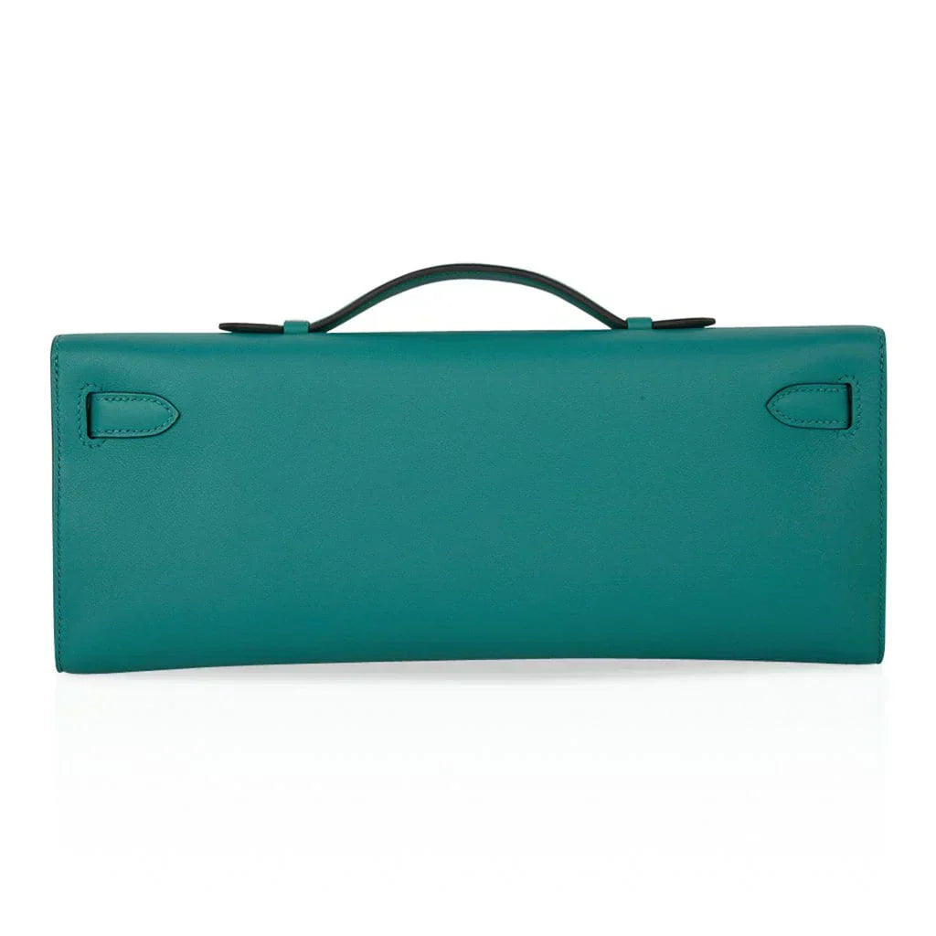 Kelly Cut Vert Verone Clutch Bag Gold Hardware Swift Leather