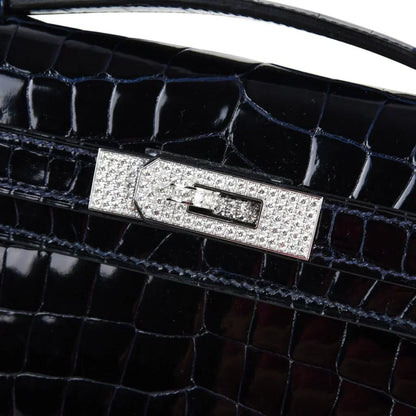 Kelly Cut Diamond Blue Marine Crocodile Bag Exquisite Clutch