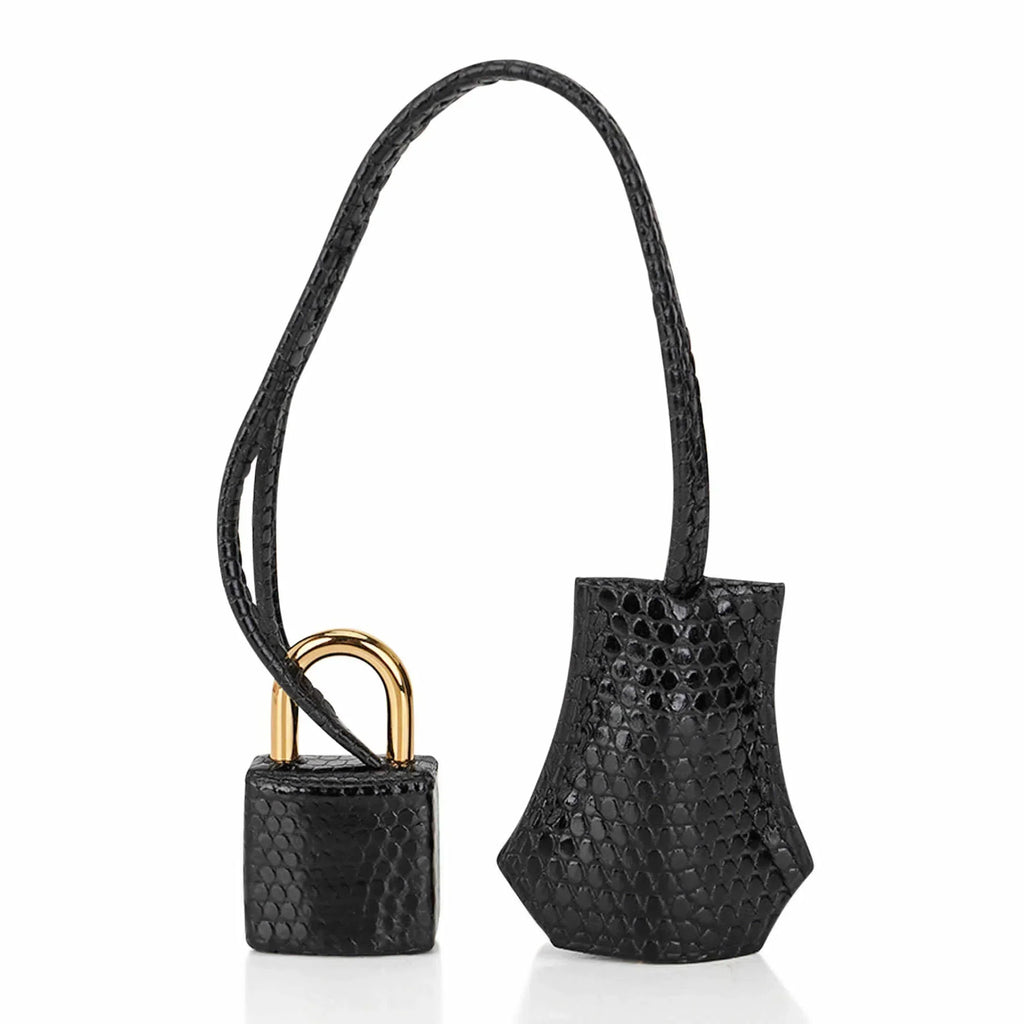 Kelly Touch 25 Retourne Bag Black Lizard Togo Leather Gold Hardware