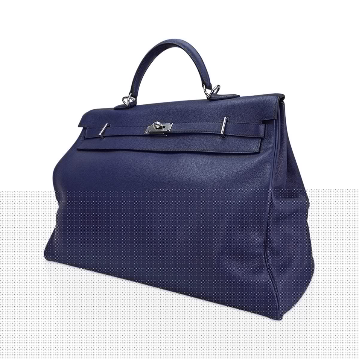 Kelly 50 Voyage Blue De Malte Bag Palladium Hardware Novillo Leather Limited Edition