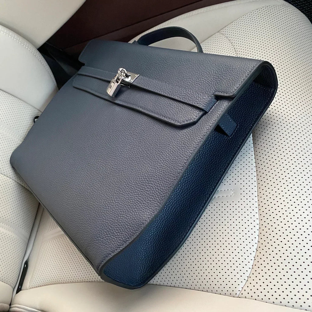 Kelly Depeches 36 Document Holder In Bleu De Prusse Togo Calfskin