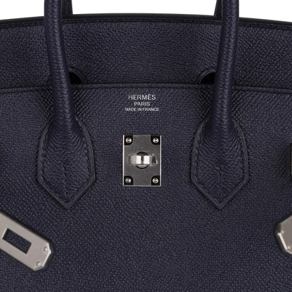 Birkin Sellier 25 Bag Blue Indigo Epsom Leather with Palladium Hardware