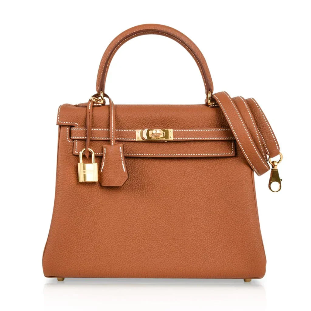Kelly 25 Retourne Bag Coveted Gold Togo Gold Hardware