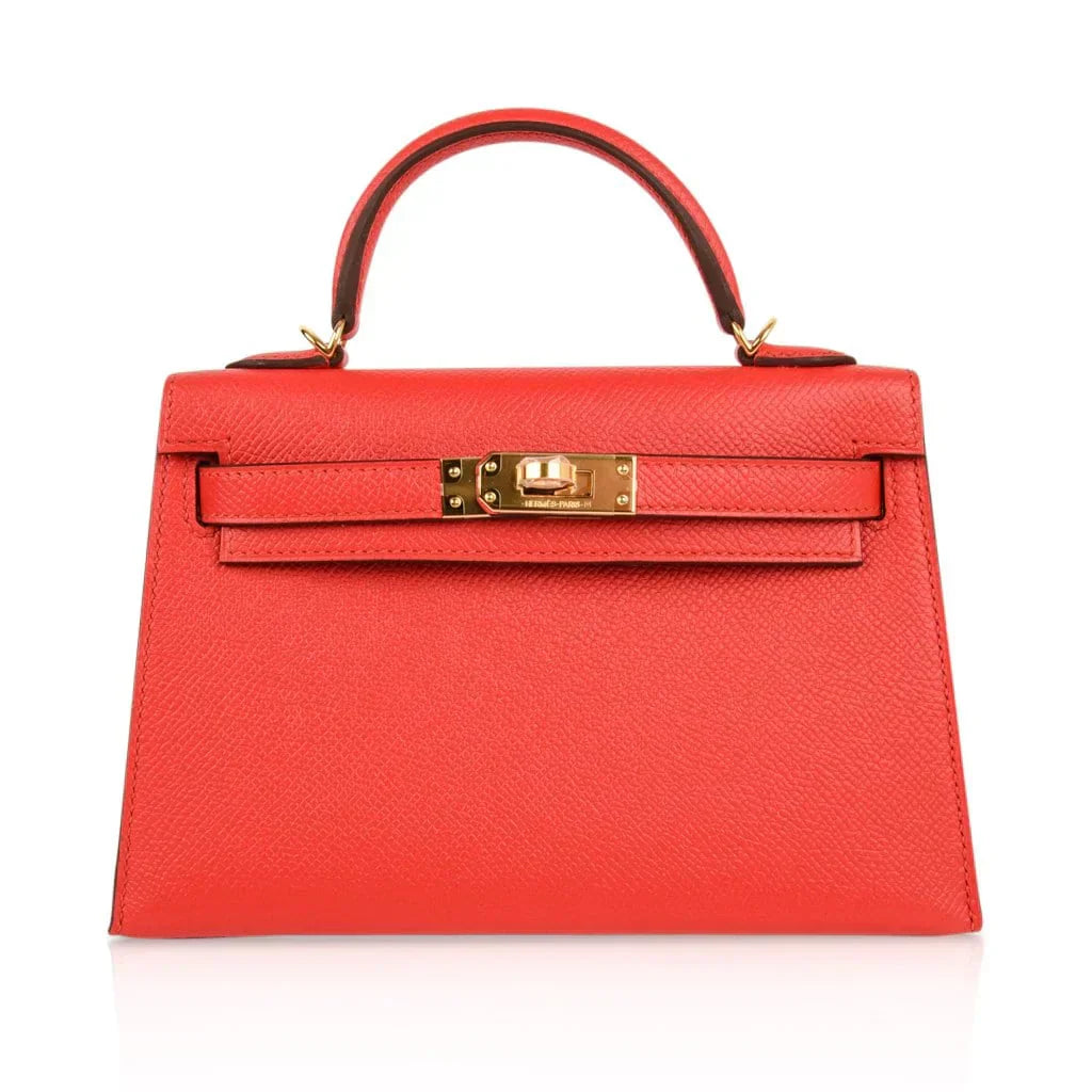 Kelly 20 Mini Sellier Bag Rouge Tomate Epsom Gold Hardware