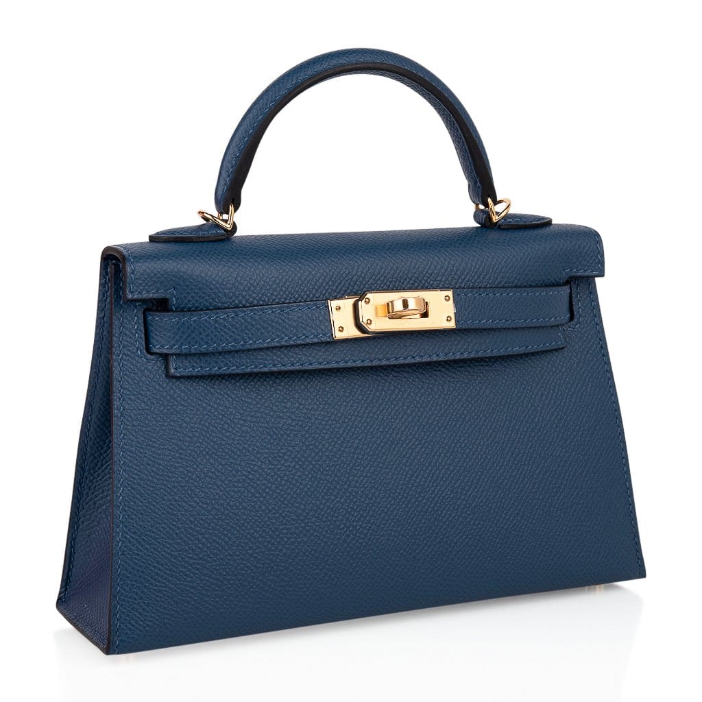 Kelly 20 Mini Sellier Bag Deep Blue Epsom Leather Gold Hardware