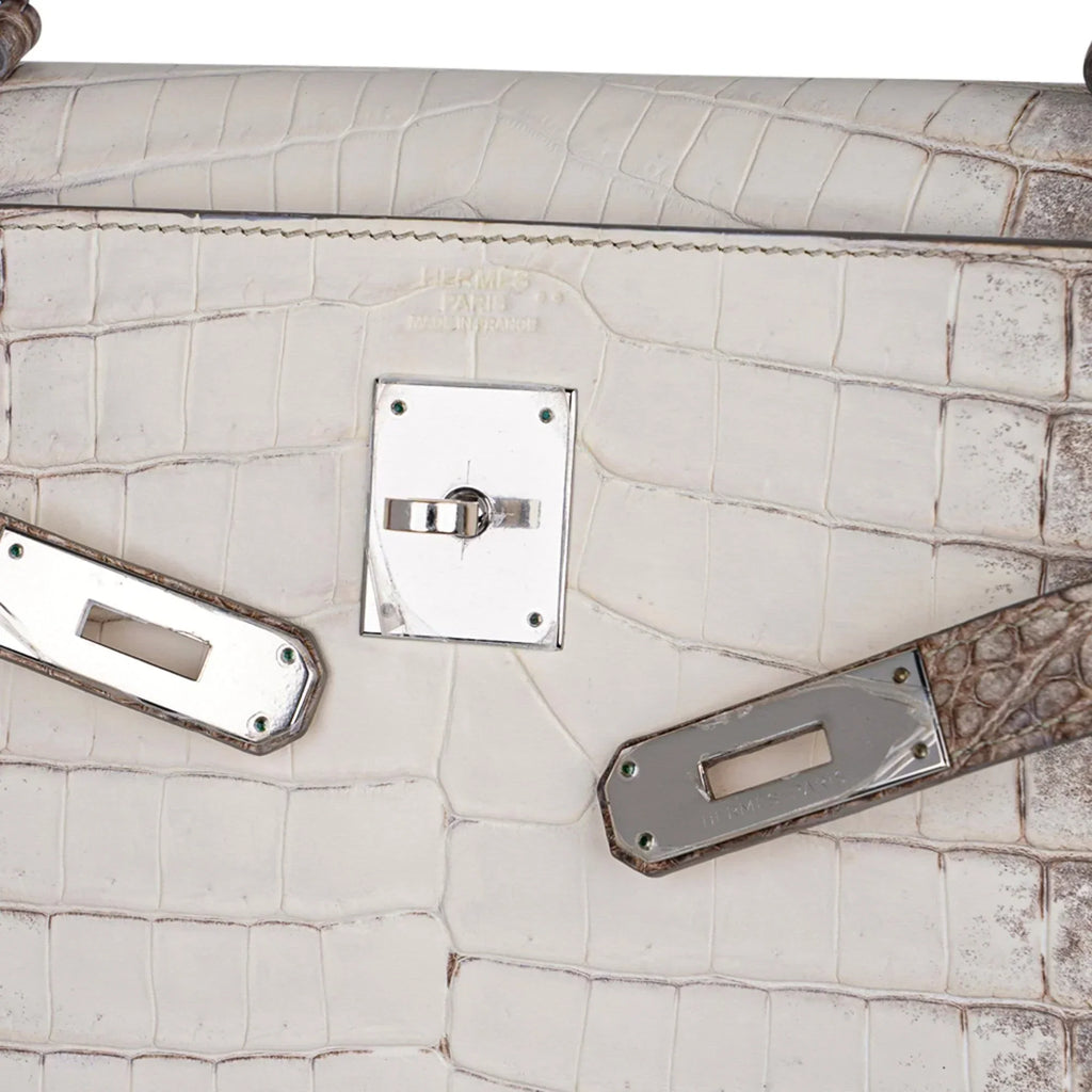 Limited Edition Kelly 32 Bag in Himalaya Crocodile with Palladium Hardware