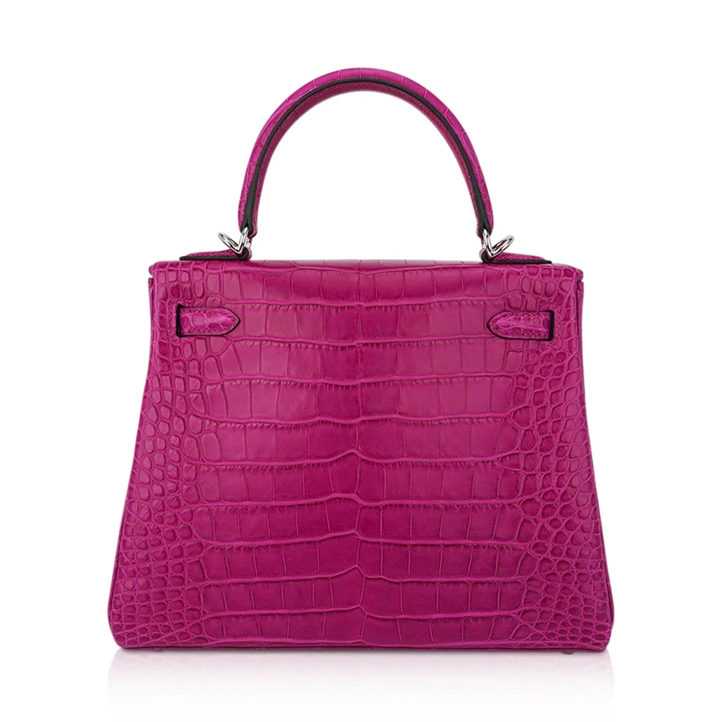 Kelly 25 Retourne Bag Rose Scheherazade Matte Alligator with Palladium Hardware