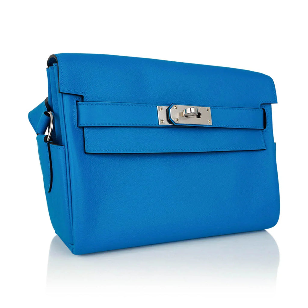 Kelly Messenger PM Blue Zanzibar Evercolor Leather with Palladium Hardware