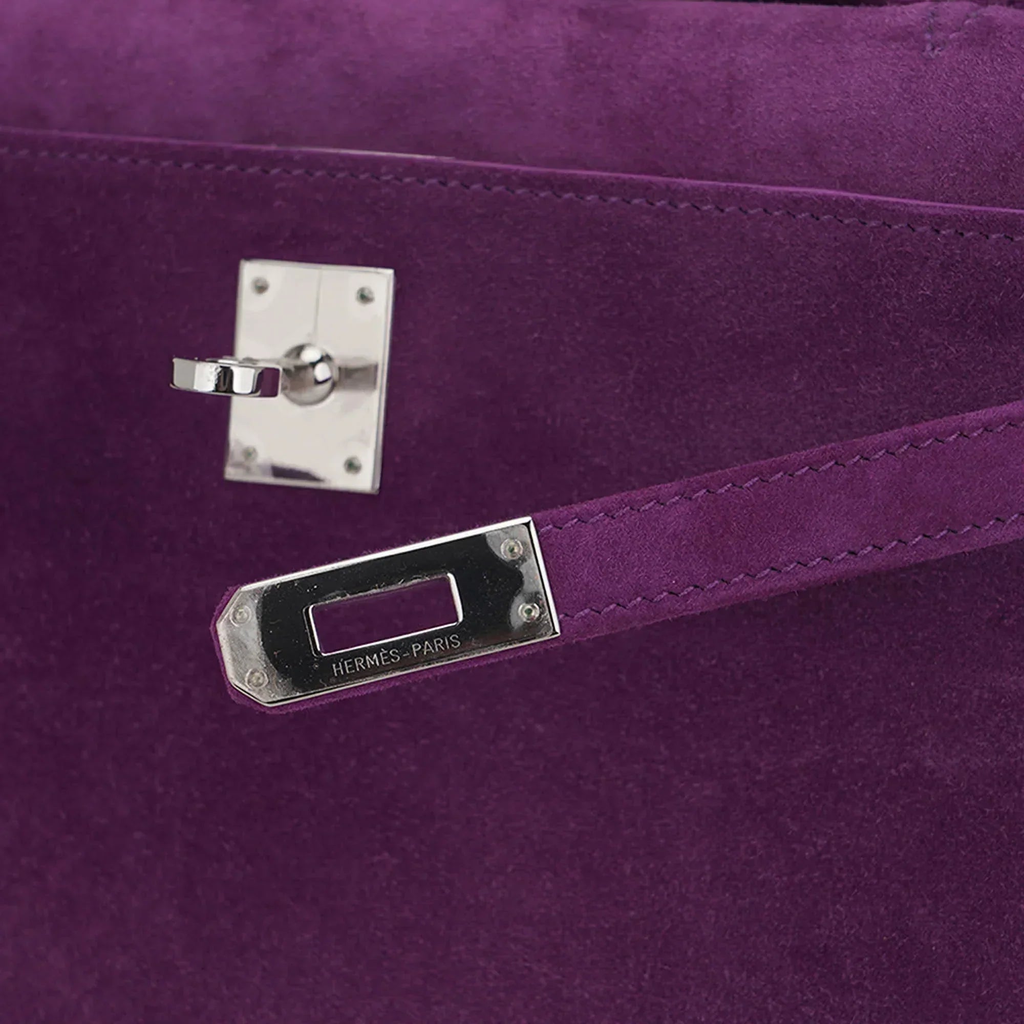 Limited Edition Kelly Pochette Violet Doblis Clutch Bag with Palladium Hardware