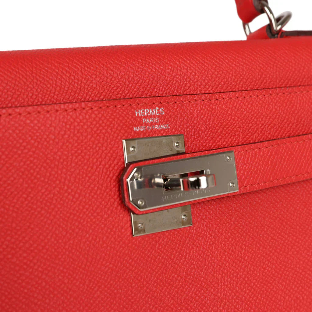 Kelly Sellier Rouge Tomate Epsom Palladium Hardware
