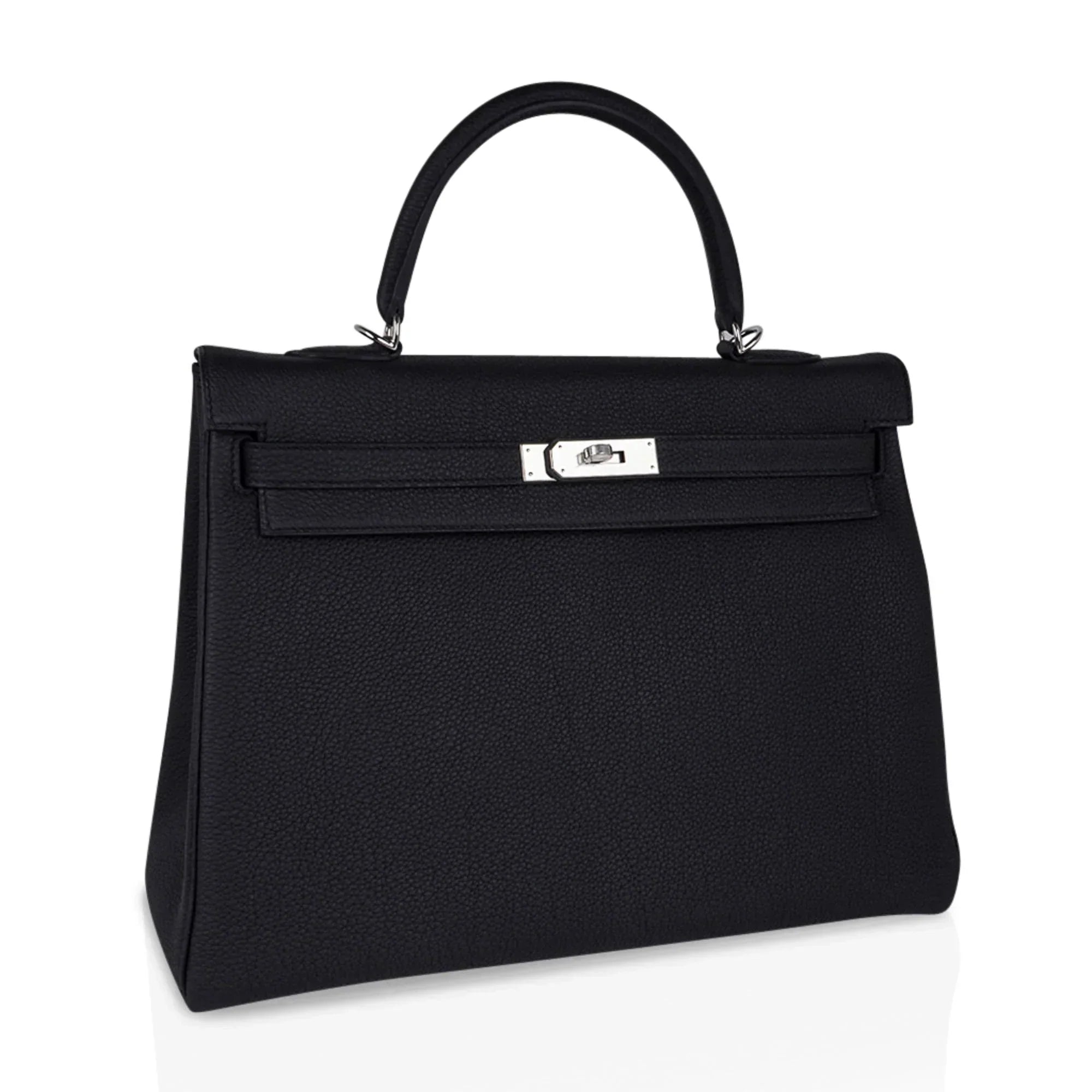Kelly 35 Bag Black Retourne Togo Palladium Hardware New