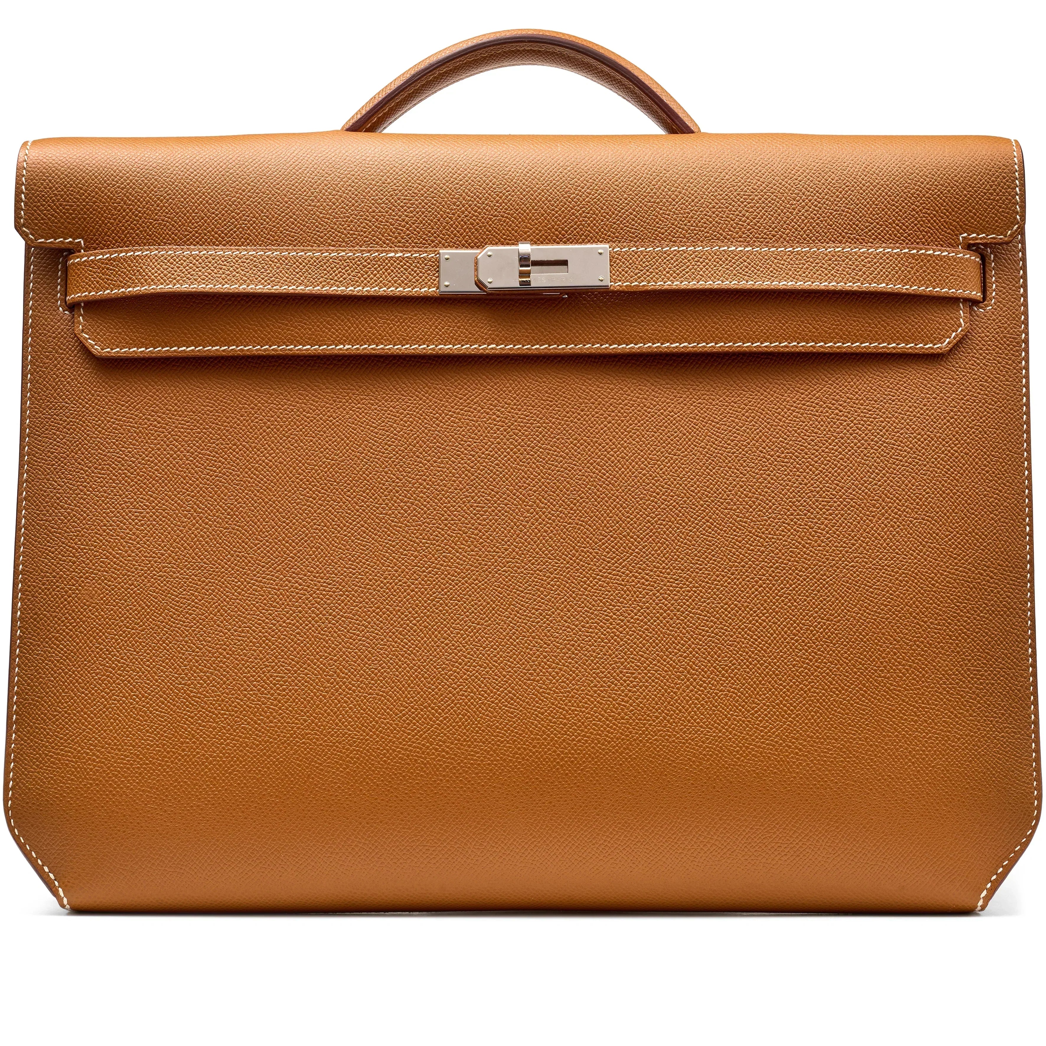 Kelly Depeches 36 Briefcase Gold Epsom horizontal FR trendy frosted leather casual bag