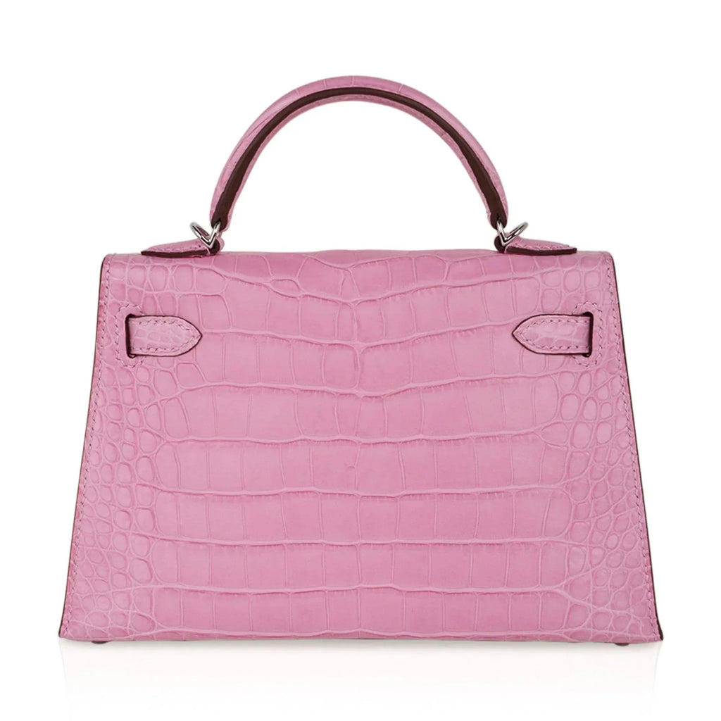 Kelly 20 Mini Sellier Bag 5P Pink Matte Alligator Palladium Limited Edition