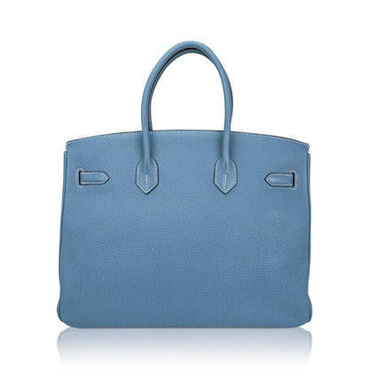 Birkin 35 Bag Blue Jean Togo Leather with Palladium Hardware