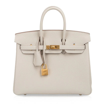 Birkin HSS 25 Bag Beton w/ Pink Rose Pourpre Brushed Gold Hardware Togo