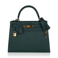 Kelly Sellier 28 Bag Vert Anglais Epsom Leather with Gold Hardware