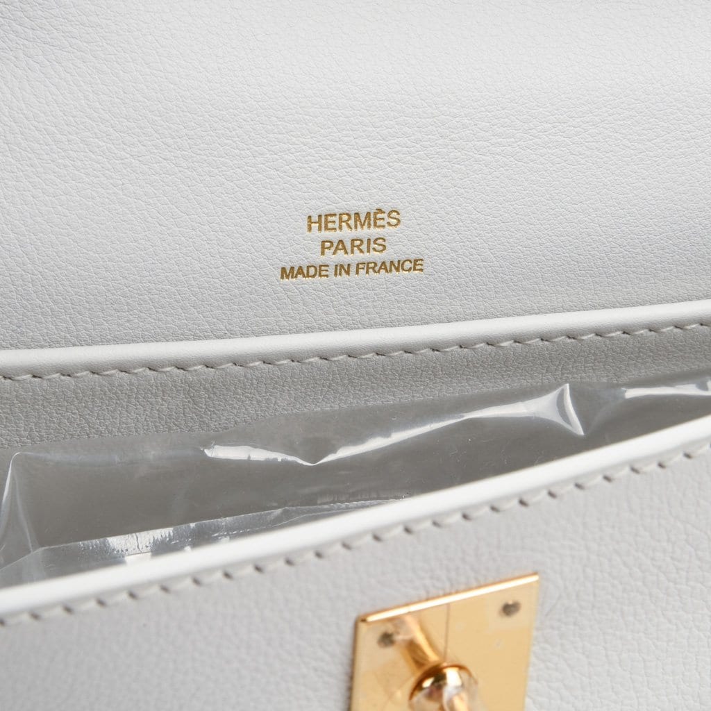 Kelly Pochette Clutch Bag Very Rare White Gold Hardware