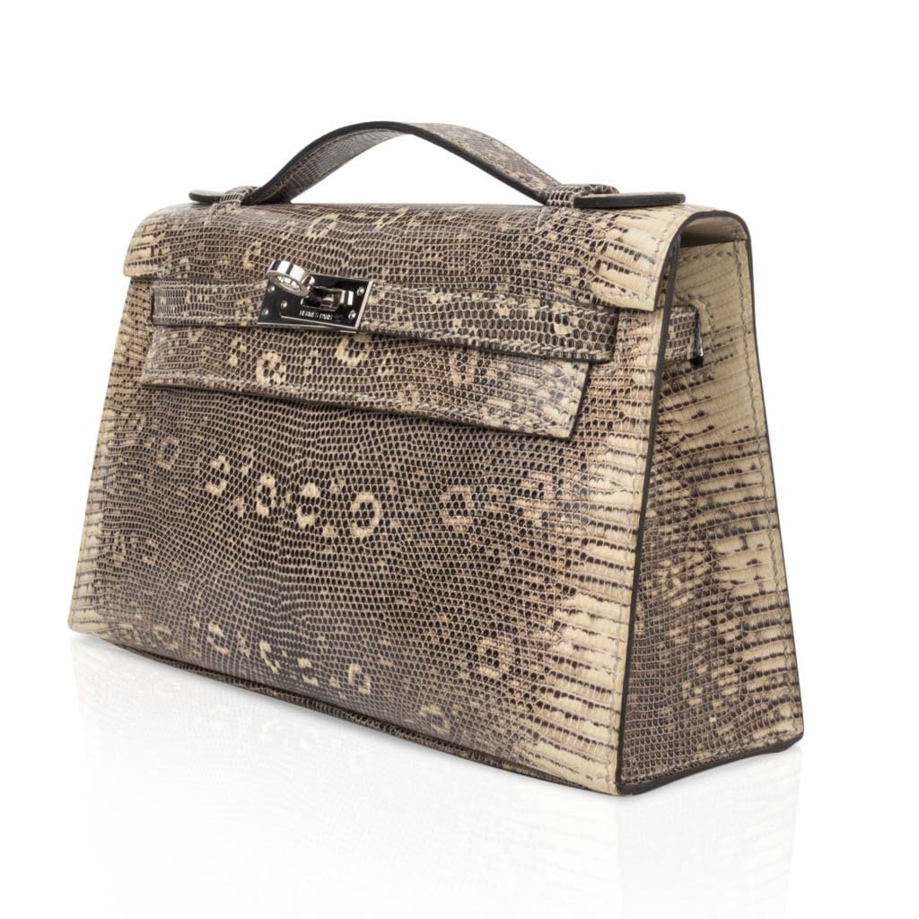 Kelly Pochette Bag Ombre Lizard Clutch Palladium Hardware Very Rare