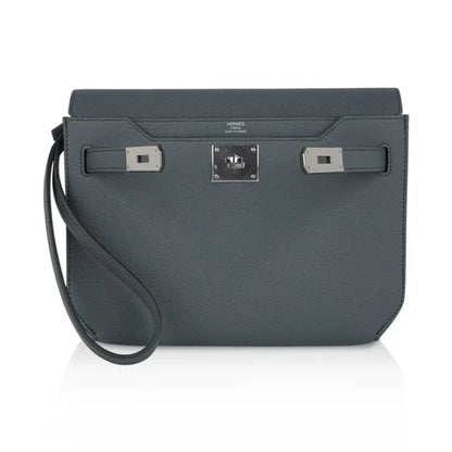 Kelly Depeches 25 Pouch Vert Amande Epsom Palladium Hardware New