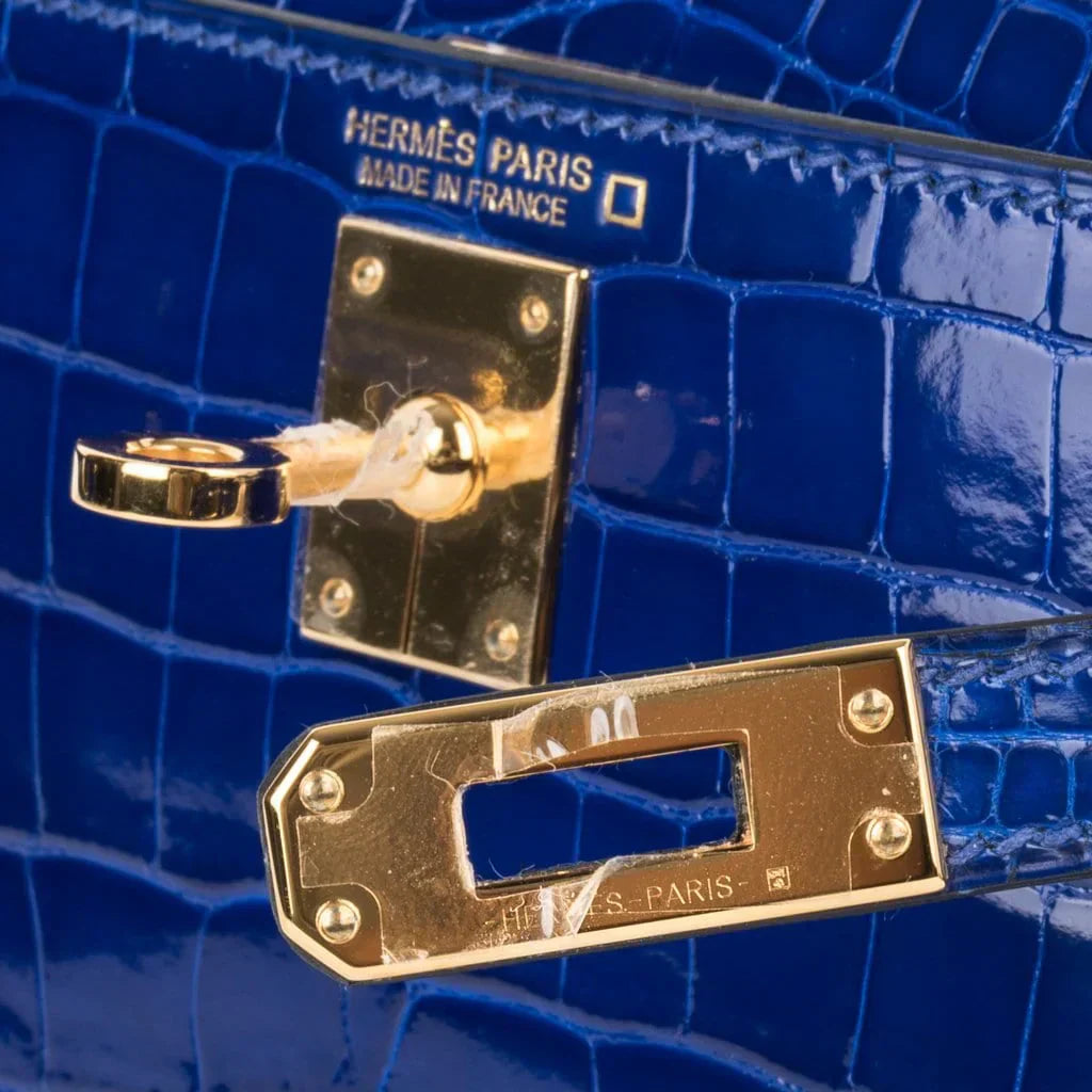 Kelly 20 Mini Sellier Bag Blue Electric Alligator Gold Hardware Limited