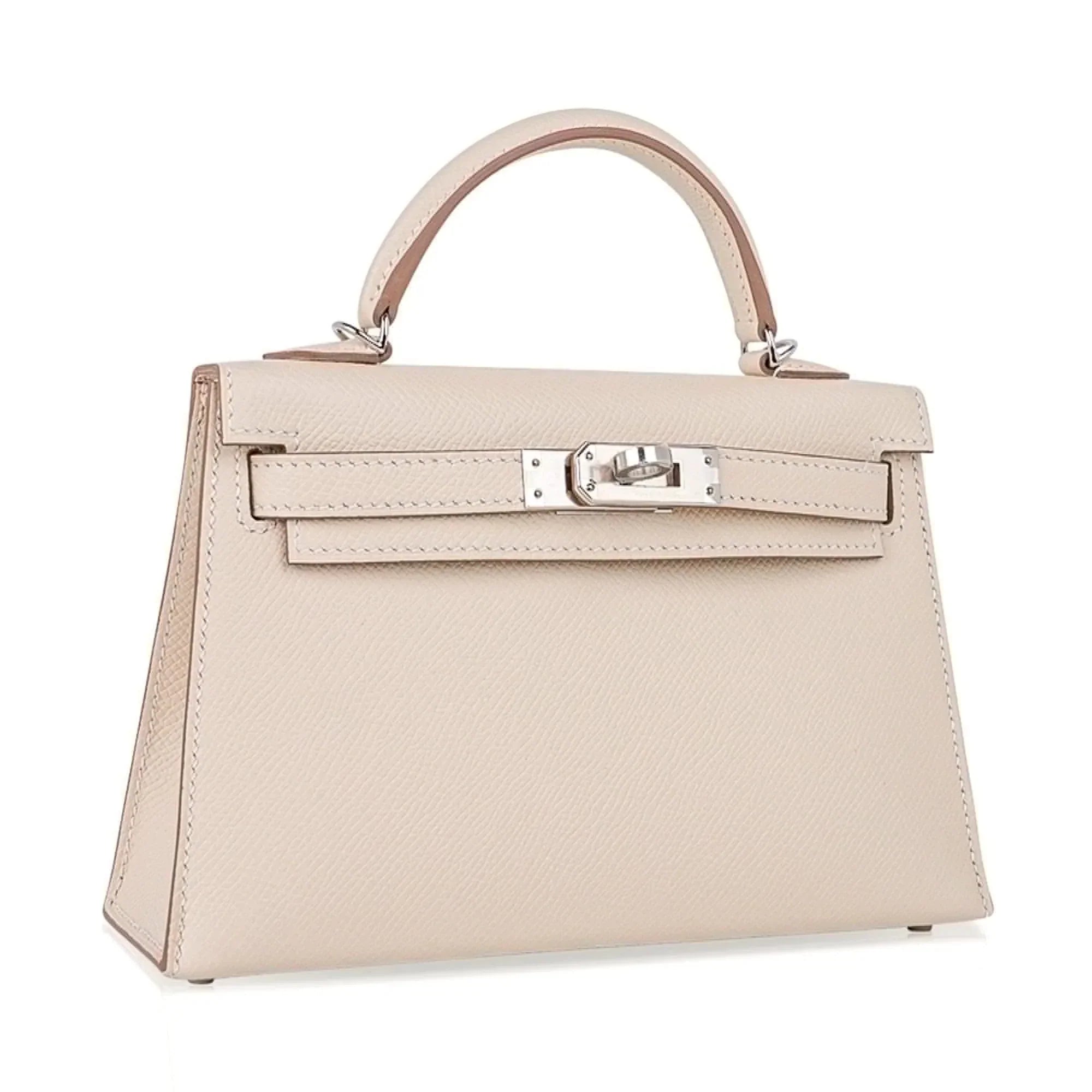 Kelly 20 Mini Sellier Bag Craie Epsom Leather Palladium Hardware New w/Box