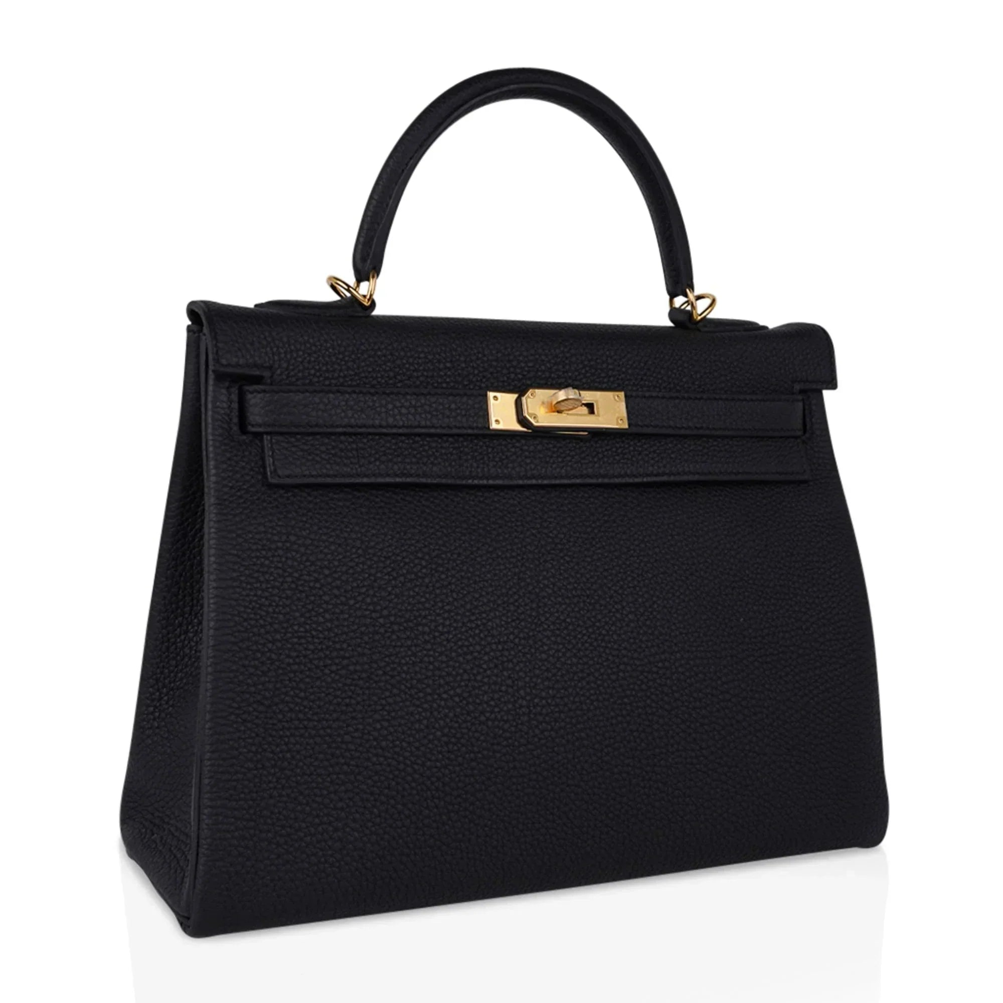 Kelly 32 Retourne Bag Black Gold Hardware Togo Leather