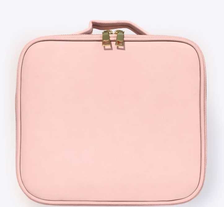 Travel Makeup Case with Built-In LED Light Mirror