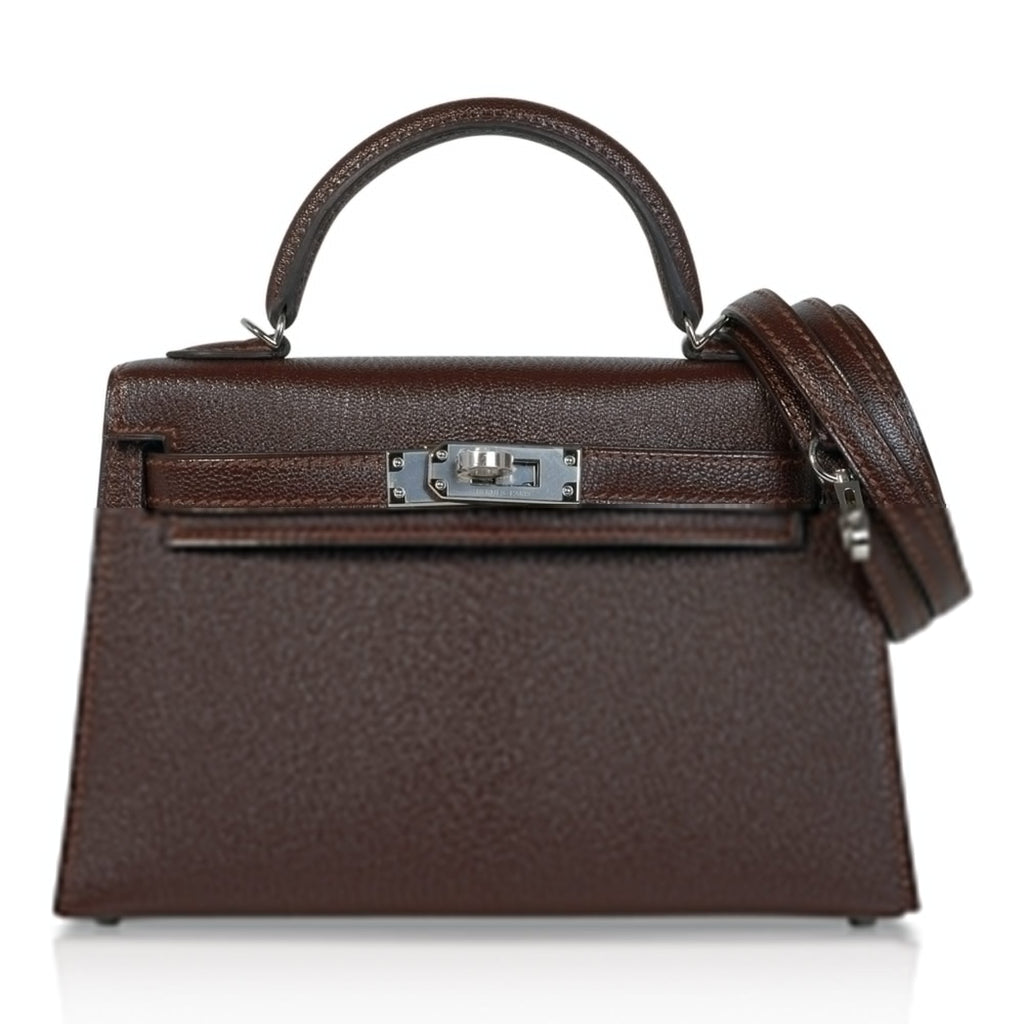 Kelly 20 Bi-Color Mini Sellier Bag Havane / Etrusque Chevre Palladium