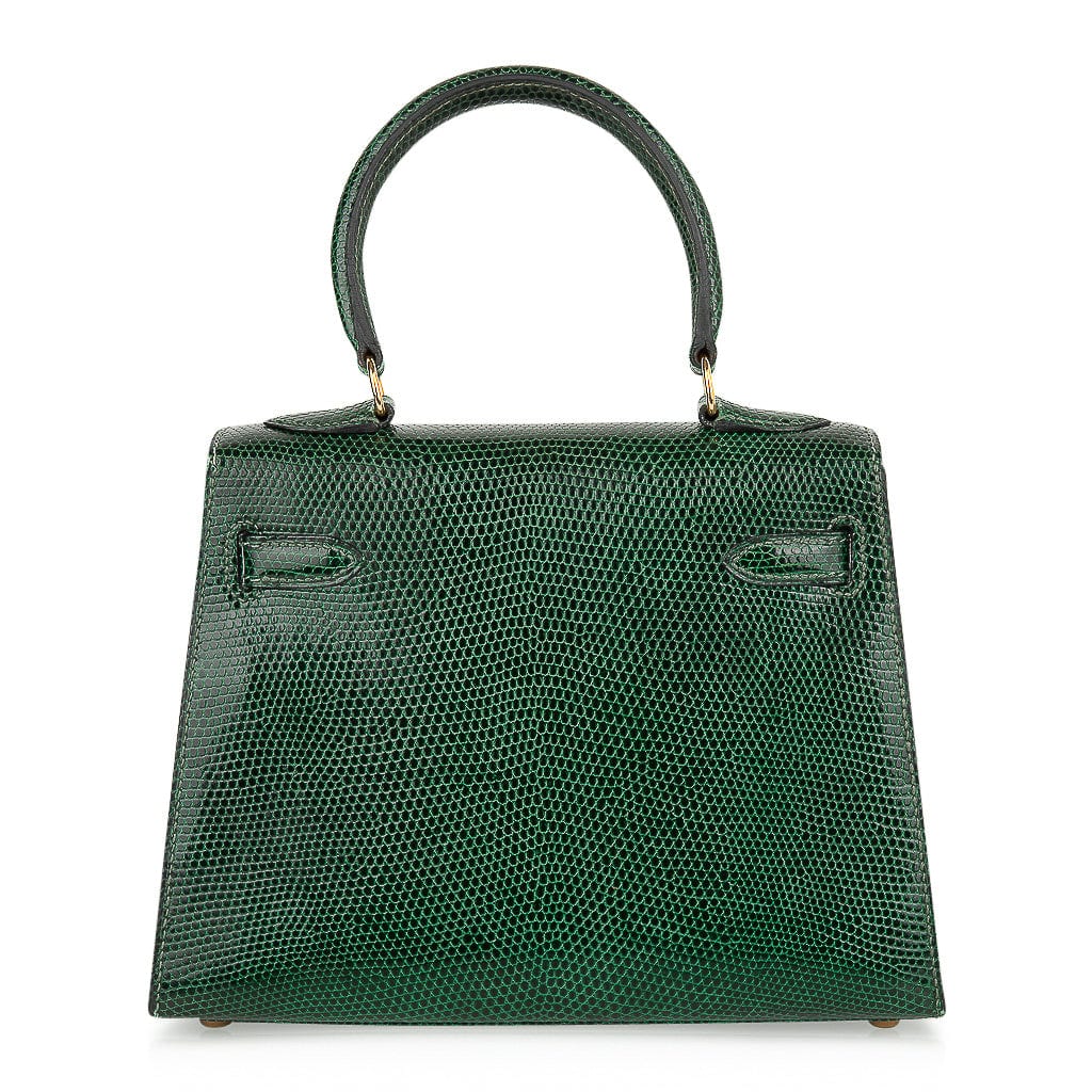 Vintage Kelly 20 Sellier Mini Vert Moyen Lizard Gold Hardware