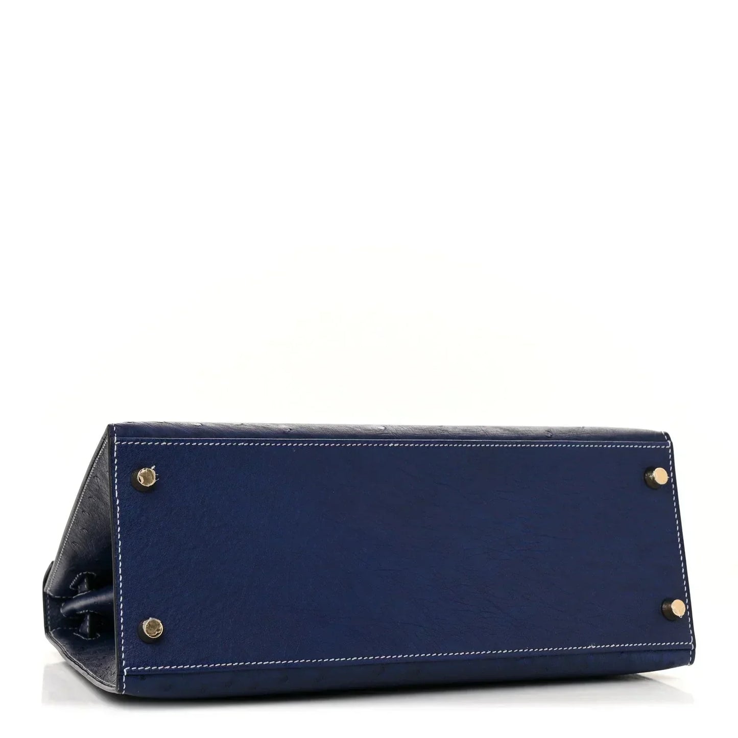 Kelly 25 Bleu Iris Sellier Ostrich Gold Hardware