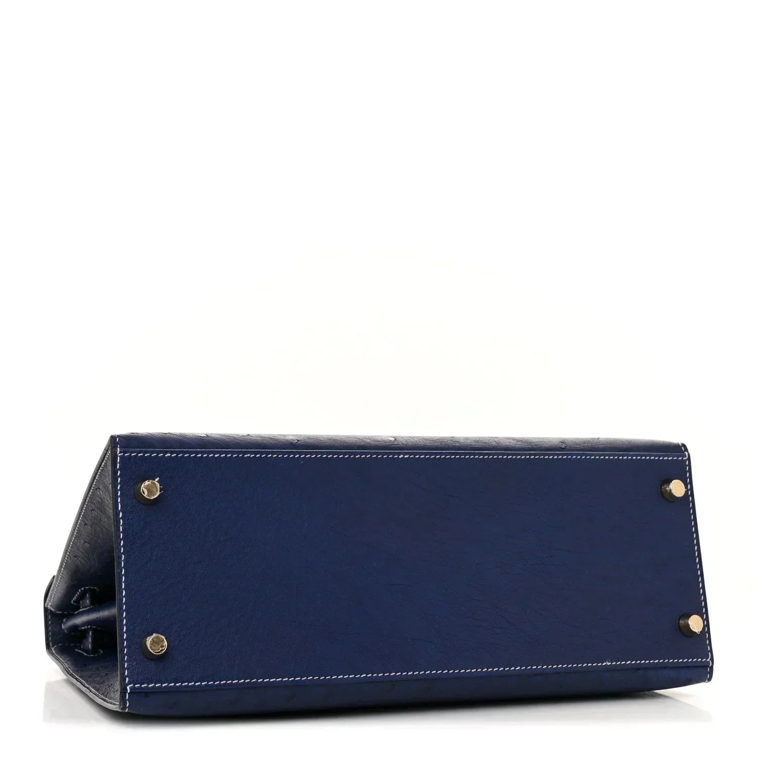 Kelly 25 Bleu Iris Sellier Ostrich Gold Hardware