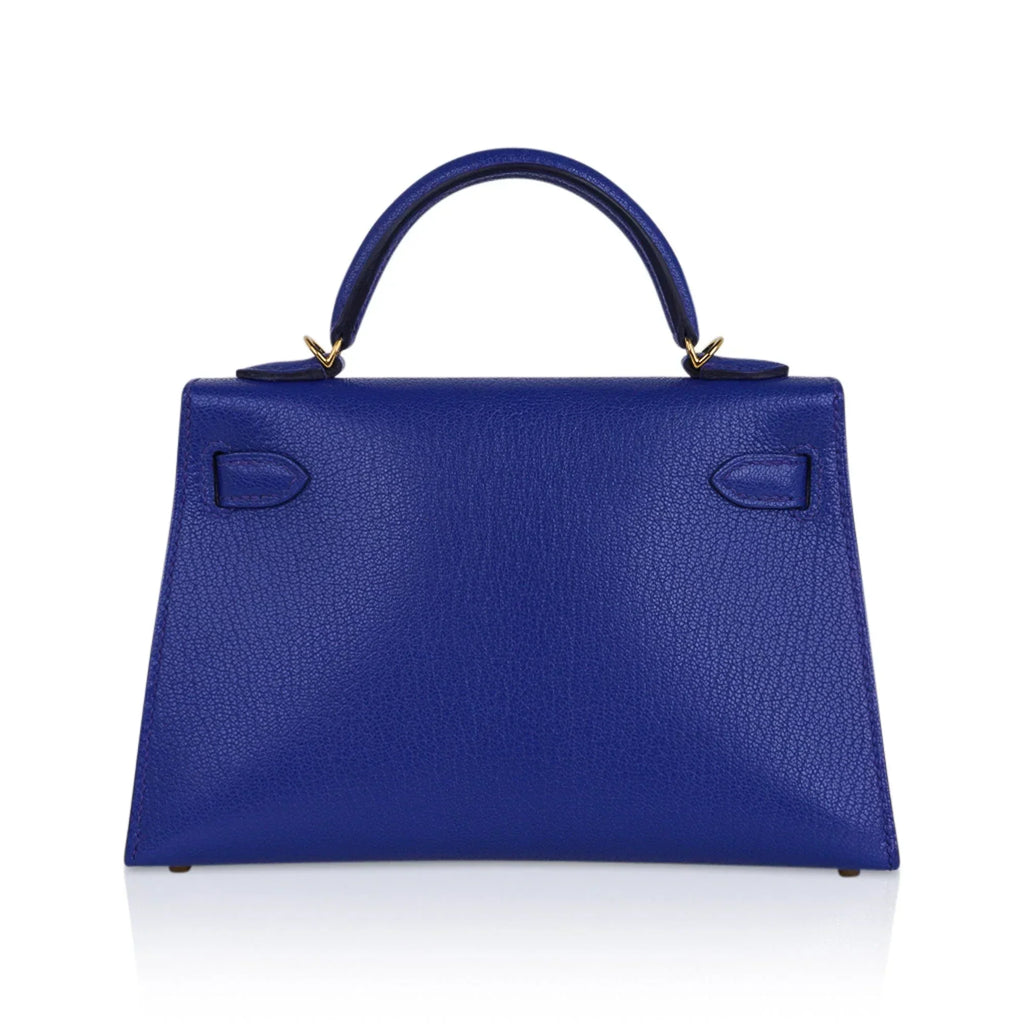 Kelly 20 Mini Sellier Bag Blue de Royal Chevre Leather Gold Hardware