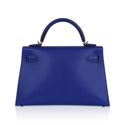 Kelly 20 Mini Sellier Bag Blue de Royal Chevre Leather Gold Hardware