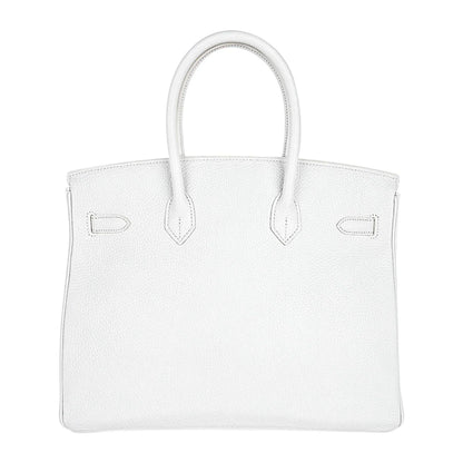 Birkin 35 Bag White Clemence Leather with Palladium Hardware