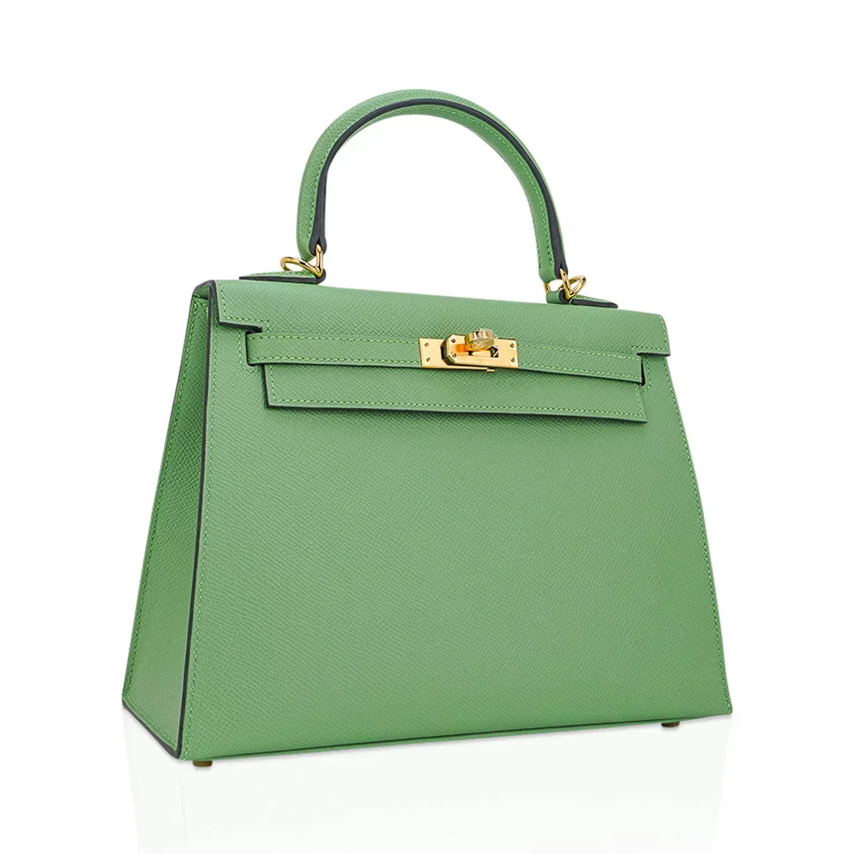 Kelly 25 Sellier Bag Vert Criquet Epsom Leather with Gold Hardware