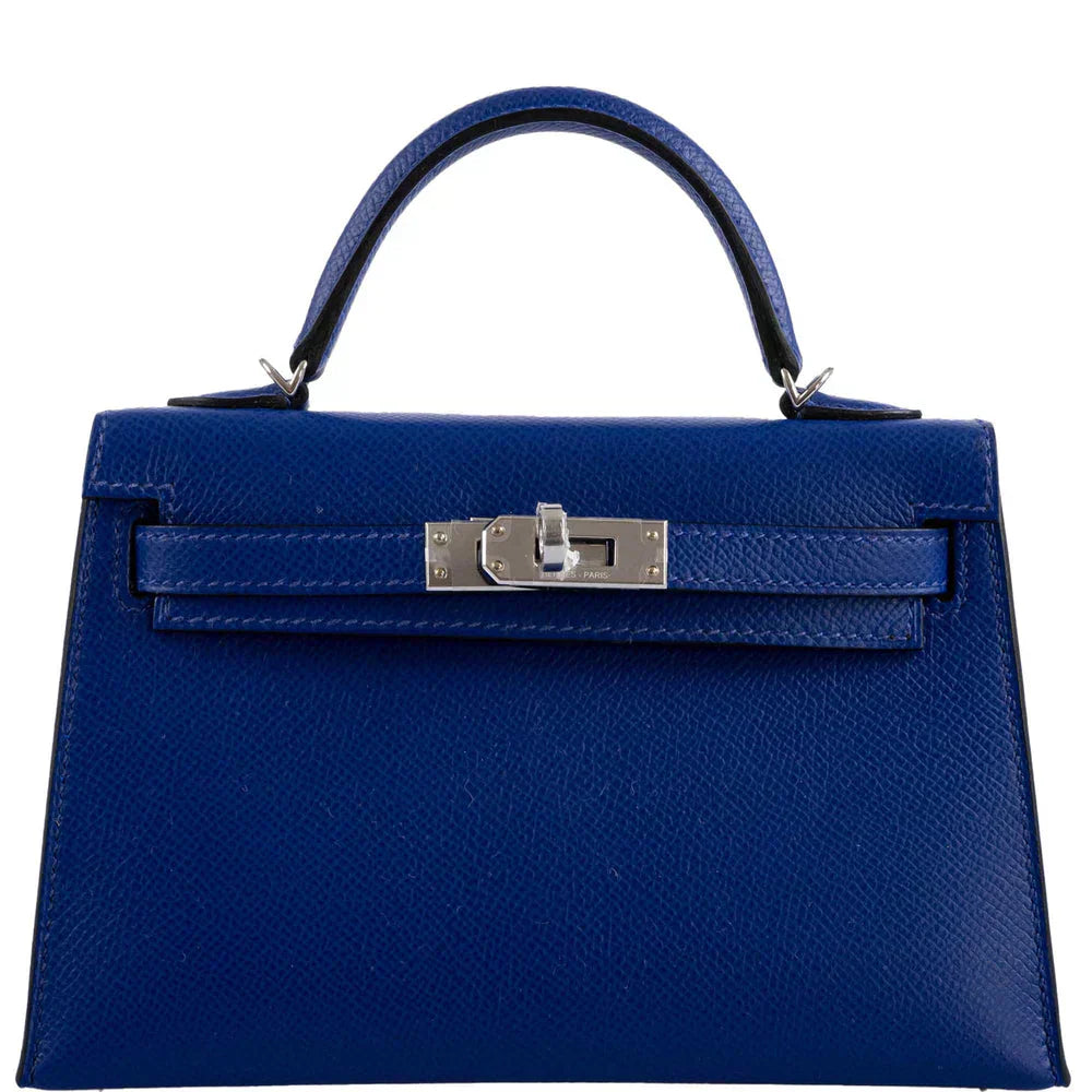 Kelly Mini II Sellier Blue Electric Epsom Palladium Hardware