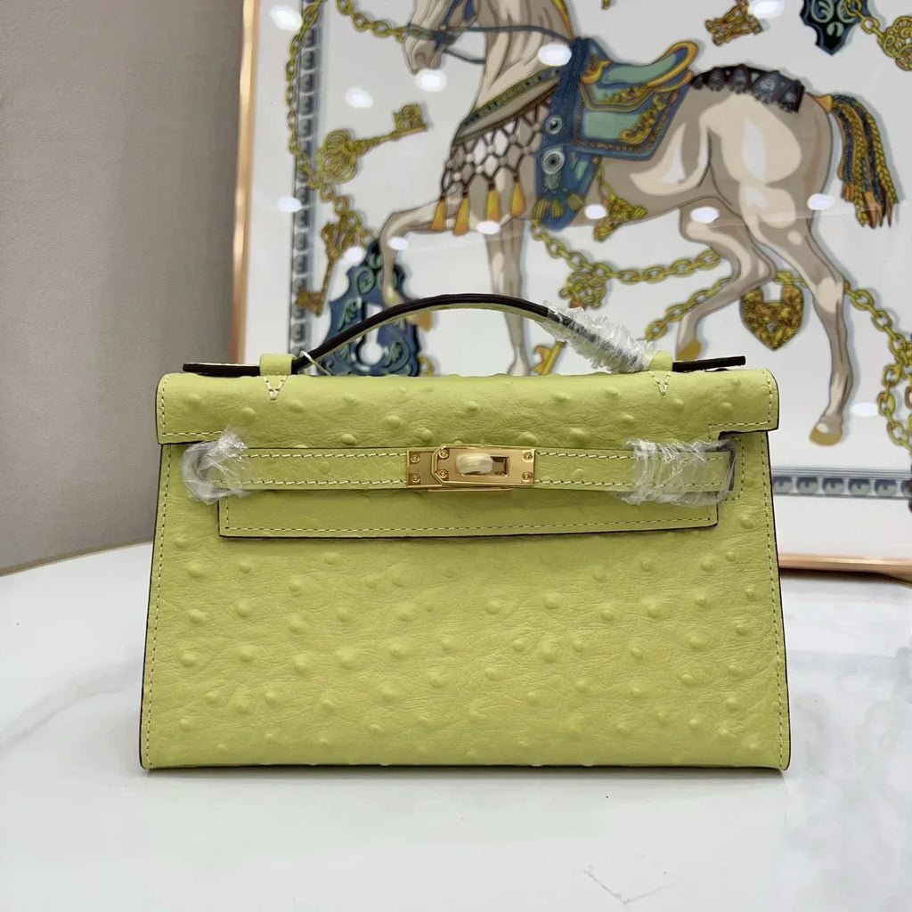 Jaune Bourgeon Ostrich Kelly Danse II Palladium Hardware