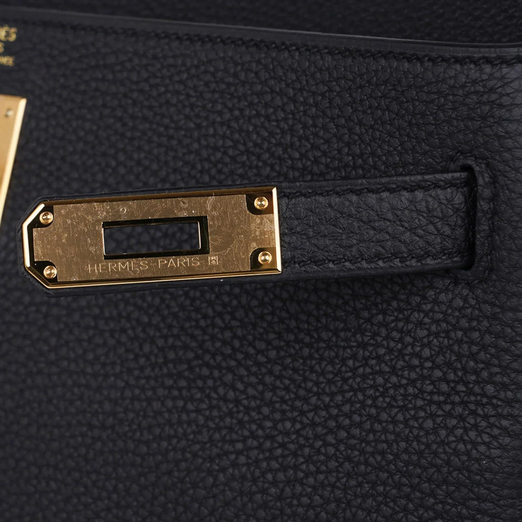Kelly 32 Retourne Bag Black Gold Hardware Togo Leather