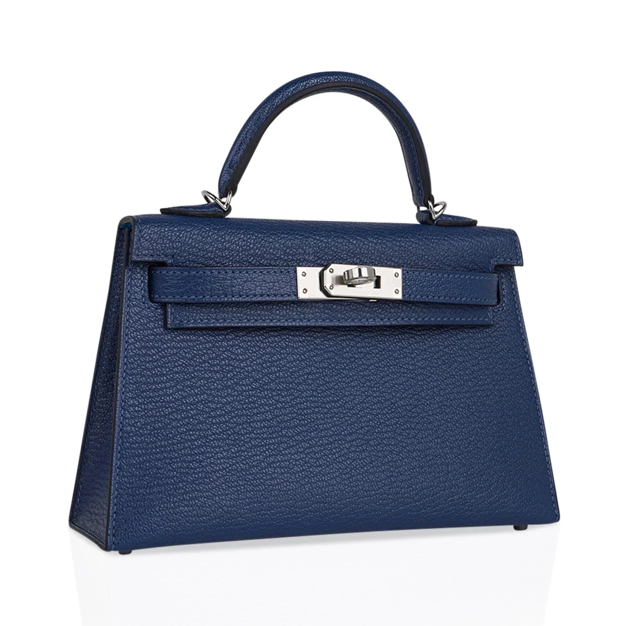 Special Order HSS Verso Mini Kelly 20 Sellier Bag Deep Bleu & Bleu Izmir Epsom Leather with Palladium Hardware