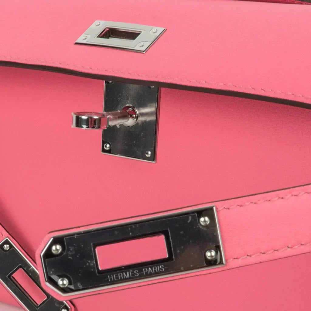 Kelly Cut Bag Pink Rose Azalee Swift with Palladium Hardware