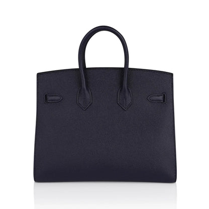 Birkin Sellier 25 Bag Blue Indigo Epsom Leather with Palladium Hardware