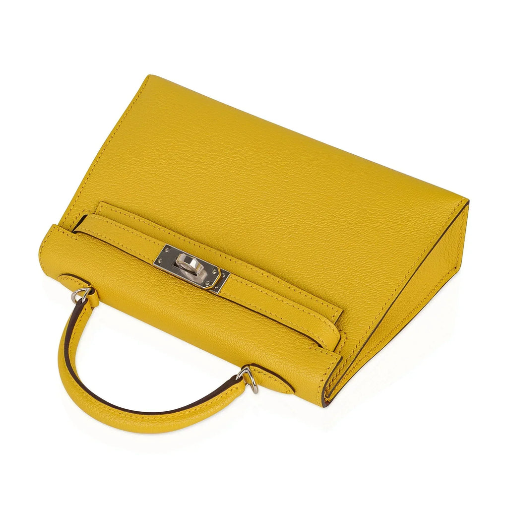 Verso Mini Kelly 20 Bag Sellier Jaune de Naples & Gold Chevre Leather with Palladium Hardware