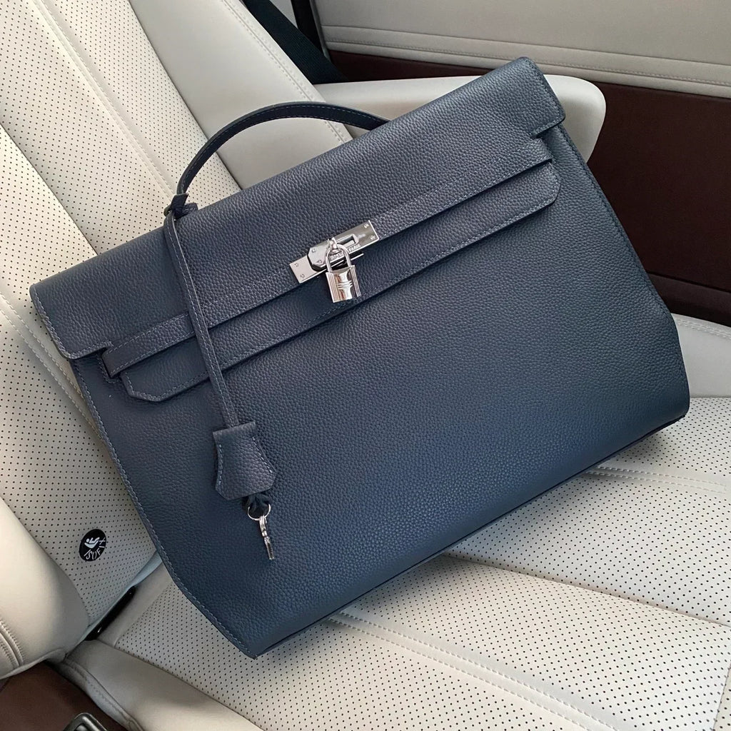 Kelly Depeches 36 Document Holder In Bleu De Prusse Togo Calfskin