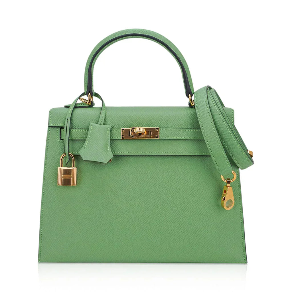 Kelly 25 Sellier Bag Vert Criquet Epsom Leather with Gold Hardware